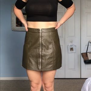 Army green forever 21 “leather” skirt